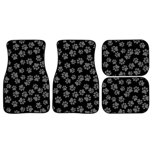 Paw Print Car Floor Mats Carpet Universal Abstract Cat or Dog Black Grey