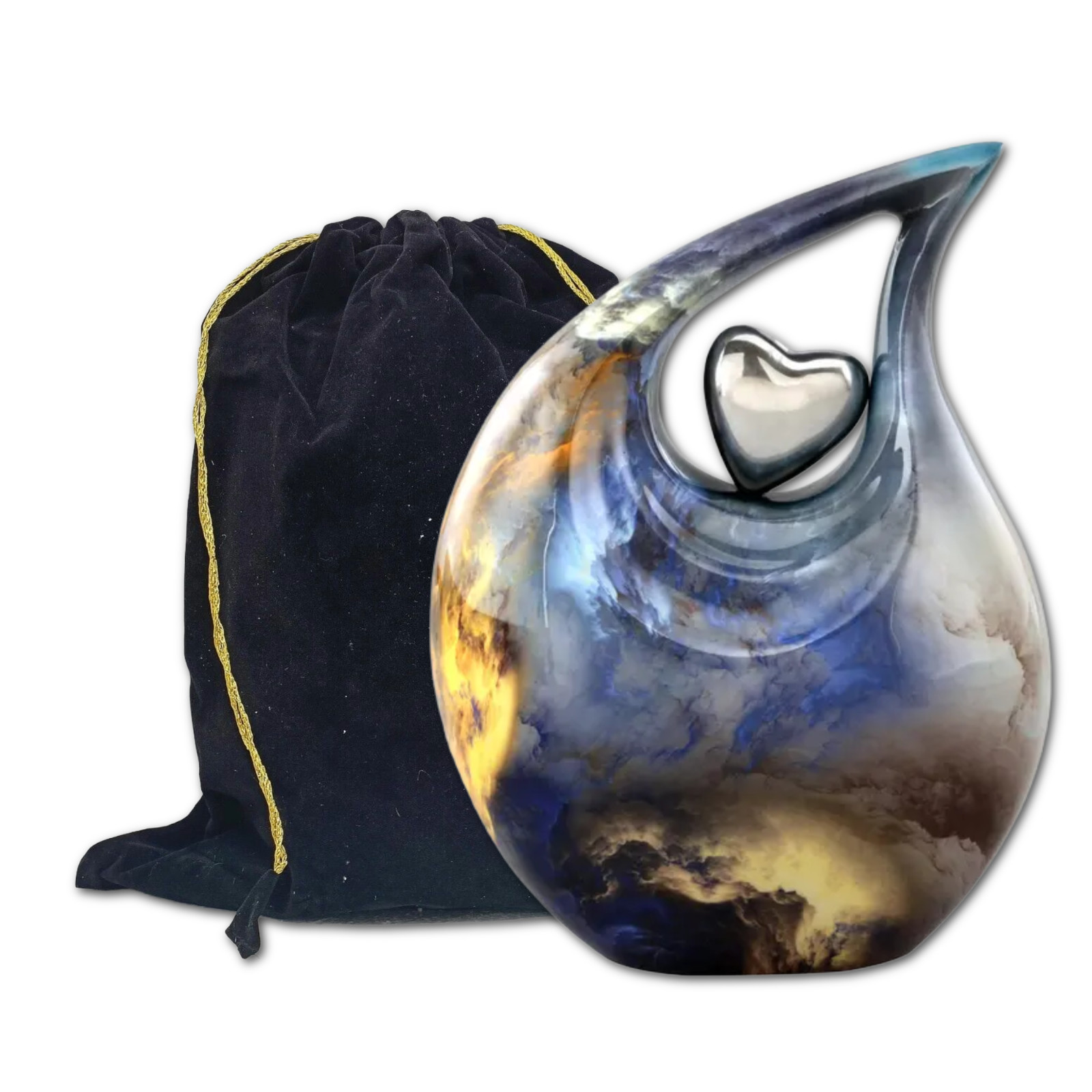 Teardrop Cremation Urn Silver Heart Adult Human Ashes for Male & Female Earns…