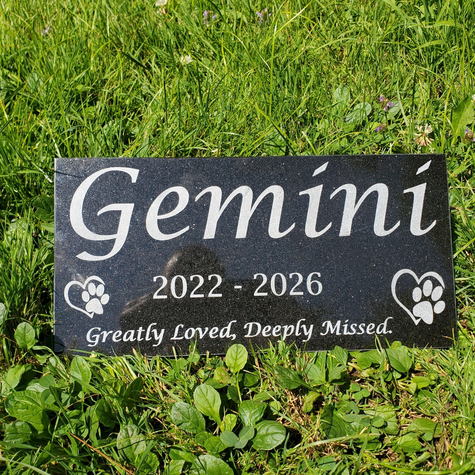 Grave Marker Headstone Garden Pet Loss Memorial Burial Stone Granite Plaque t26