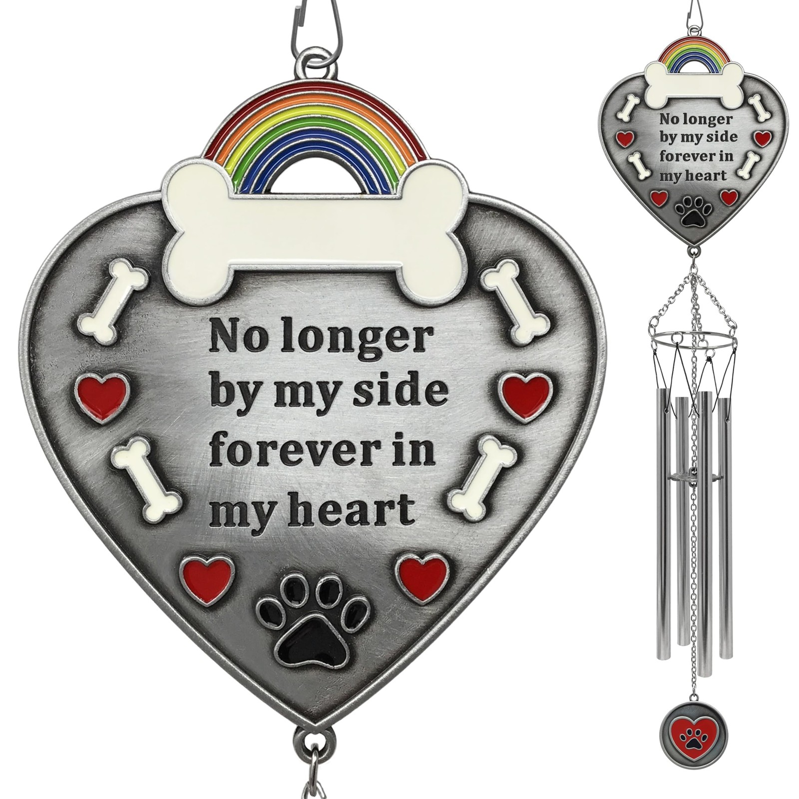 Pet Loss Memorial Wind Chime, No Longer By My Side Forever in My Heart Sympat…