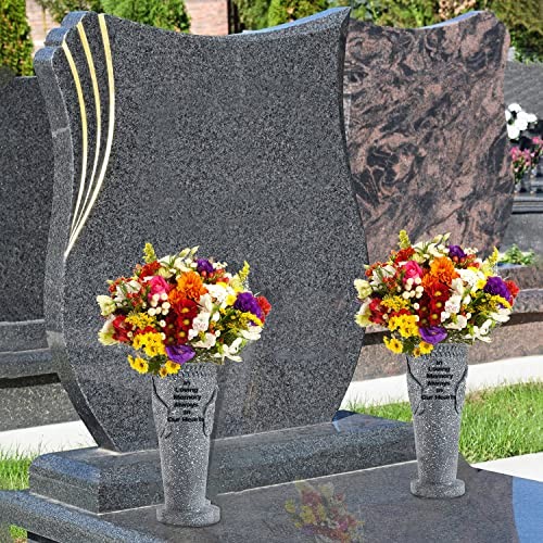 Cemetery Grave Flower Vase, Angel Wings Vase with Ground Spikes for 2 Pack
