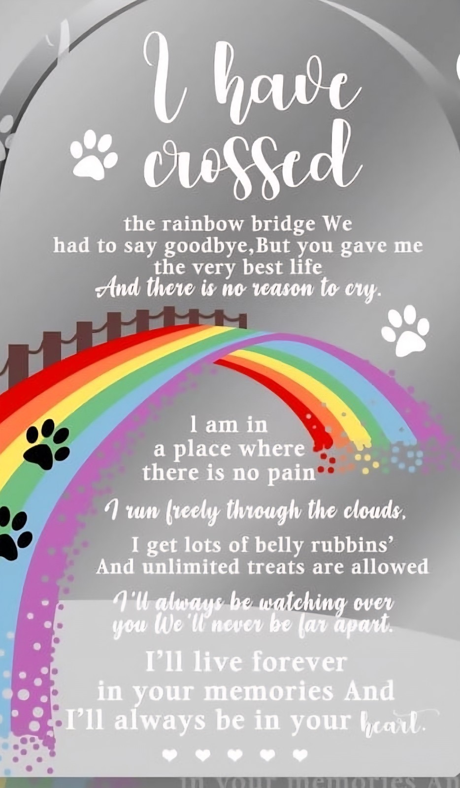 Pet Memorial_I Crossed Rainbow Bridge_Poem Acrylic Plaque Sympathy Gift (B2_🖤)