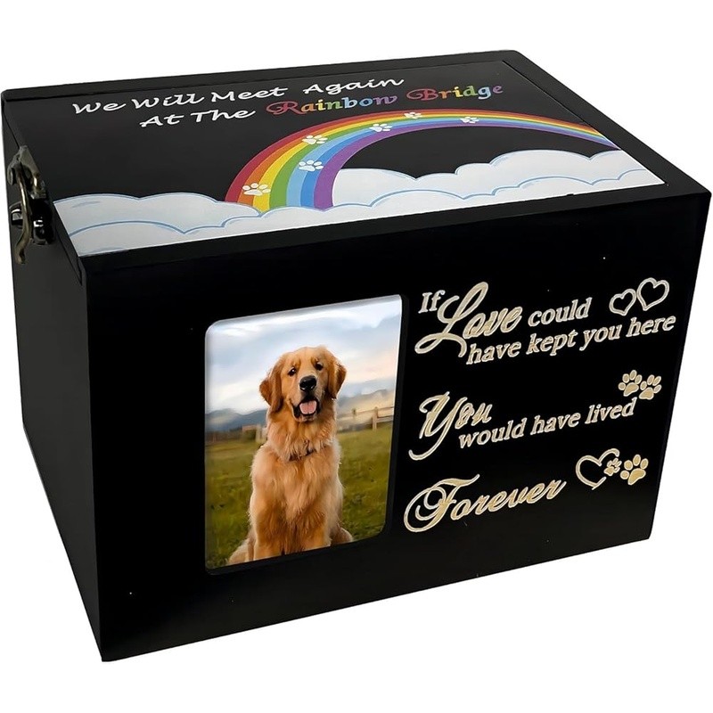 Pet Cremation Urn Memorial Box Wooden Picture Frame Small Medium Pets 60ci New