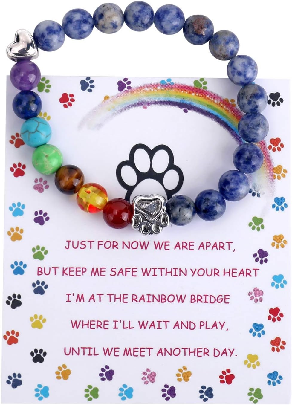 Pet Memorial Gifts,Rainbow Bridge Bracelet for Beloved Dog Cat,8MM Mixed…