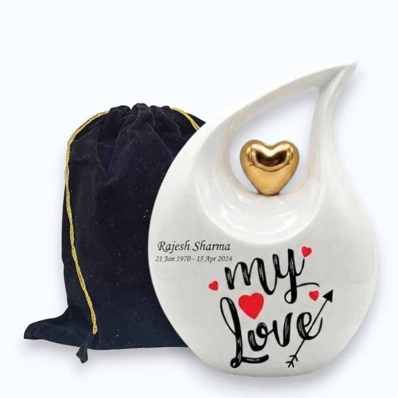Personalized “My Love” Teardrop Aluminum Cremation Urns Adult Ashes Men Women