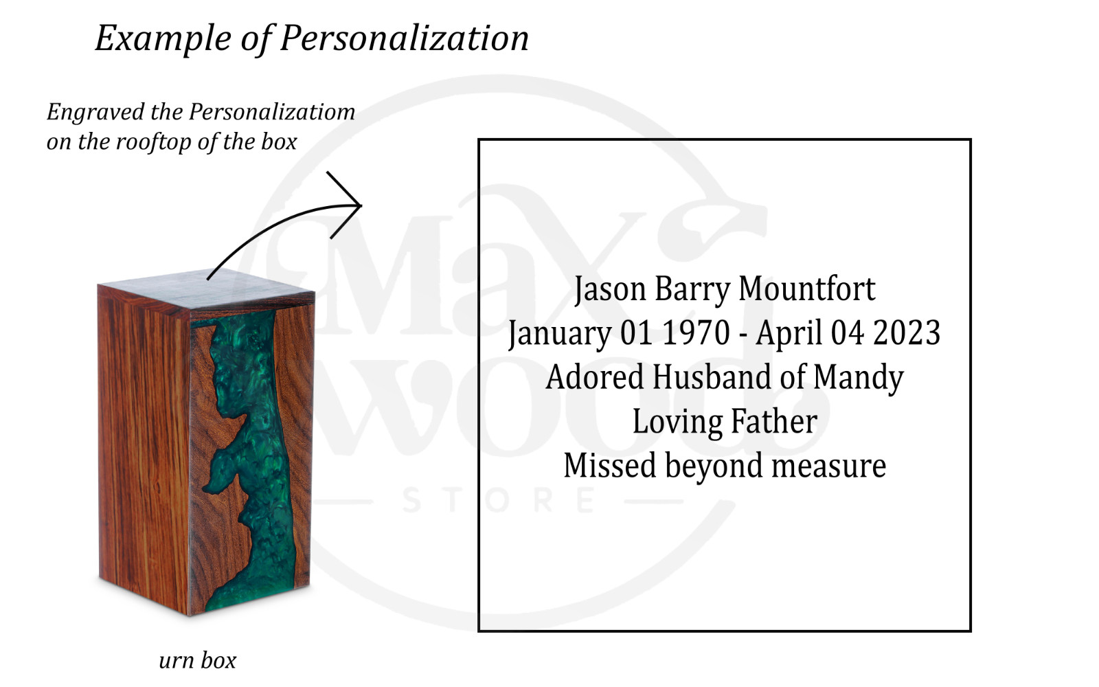 Wooden Urn Box Rosewood And Green Resin Memorial Urn Box For Human Ashes