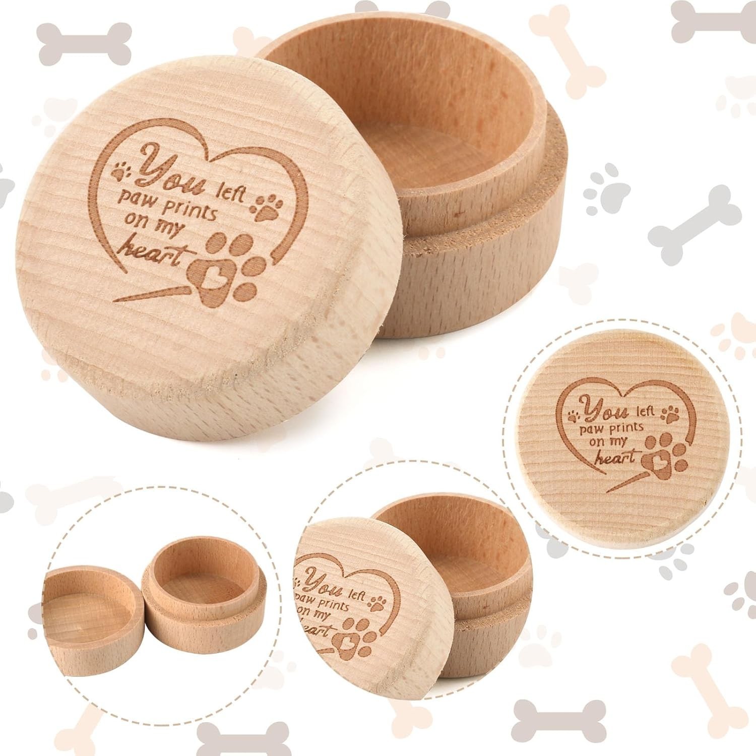 Heartfelt Pet Loss Memorial Box – Beech Wood Keepsake for Hair & Ashes