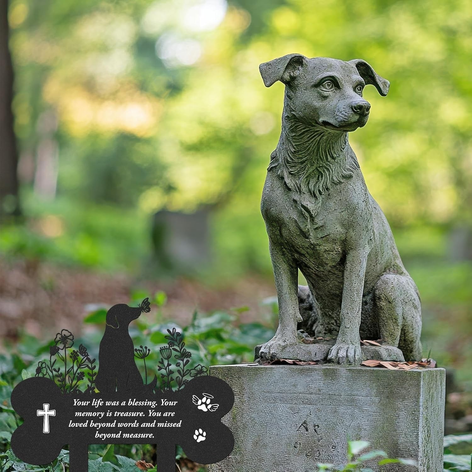 Grave Markers for Cemetery for Dog, Metal Grave Markers Yard Memorial Pet Dog