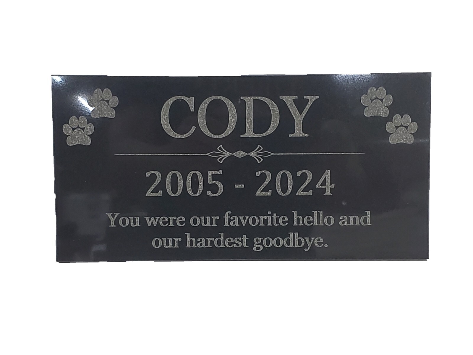 6×12 Granite Pet Memorial Grave Head Stone Marker Cat Dog Family Loss Gift t2