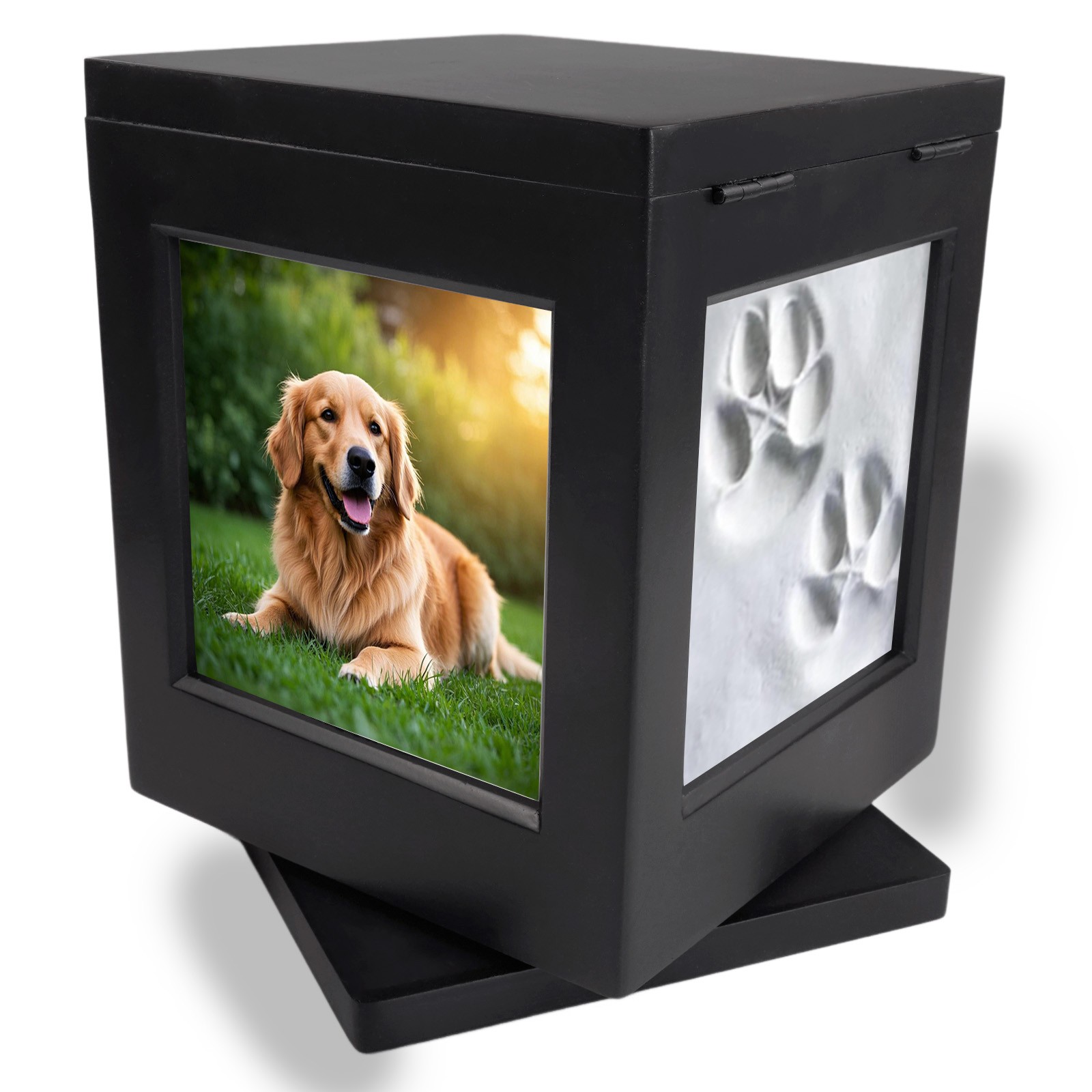 360° Solid Wood Picture Frame Urn With Claw Print Kit For Dogs & Cats 5.7*5.7in