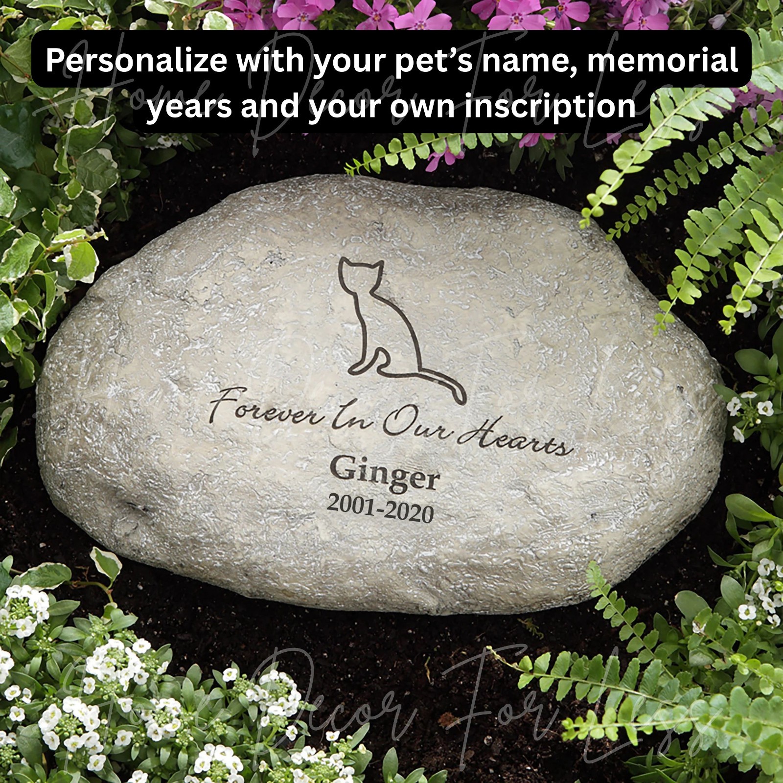 PERSONALIZED Pet CAT Kitten Memorial Grave Marker Engraved Garden Stepping Stone