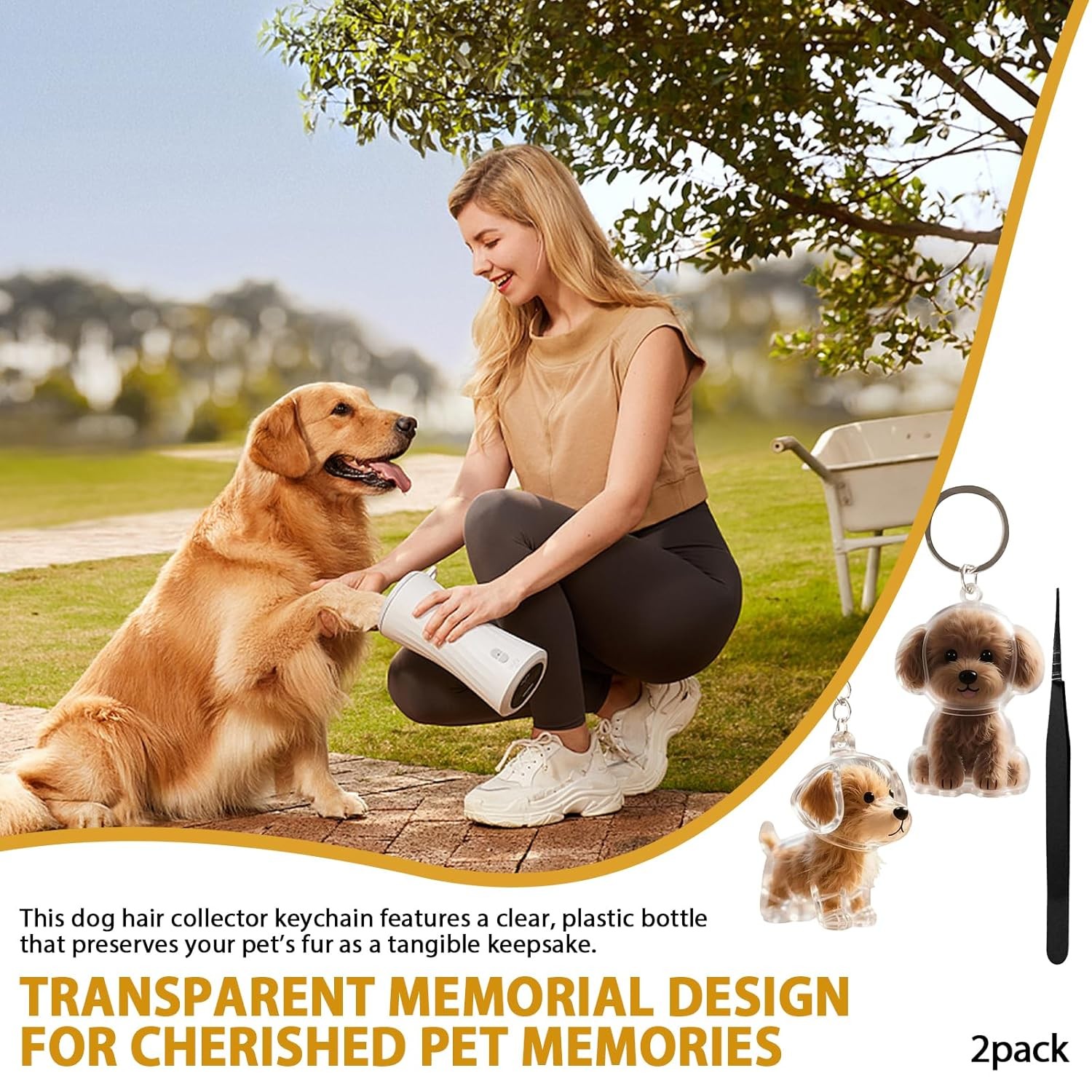 Dog Hair Memorial Keychain Pet Keepsake Storage Box 2 Pack Gift for Loss