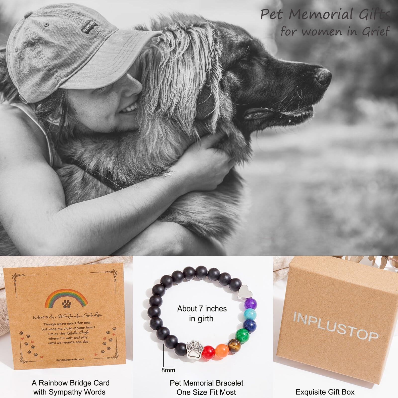 Pet Memorial Bracelet – Rainbow Bridge Memorial for Women & Men, Sympathy Gif…