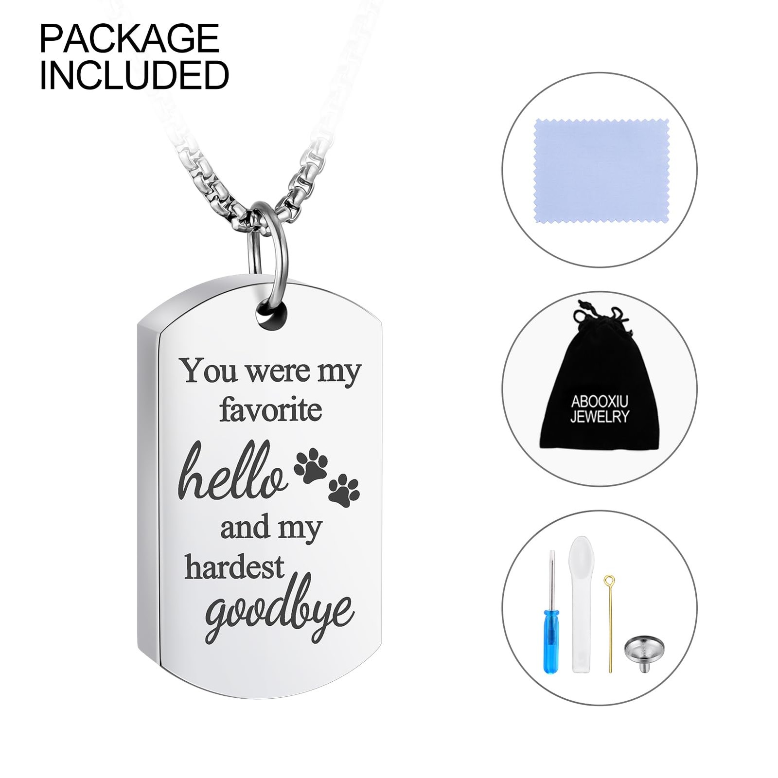 Pet Tag Urn Necklace for Ashes Dog Urn for Ash Cremation Jewelry for Ashes Pe…