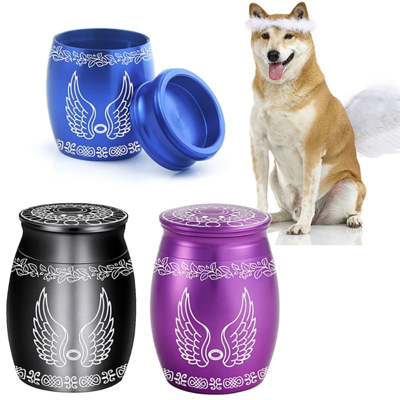 Angelic Wing Dog Urn Jar Small Pet Cremation Urns Container Memorial Ashes