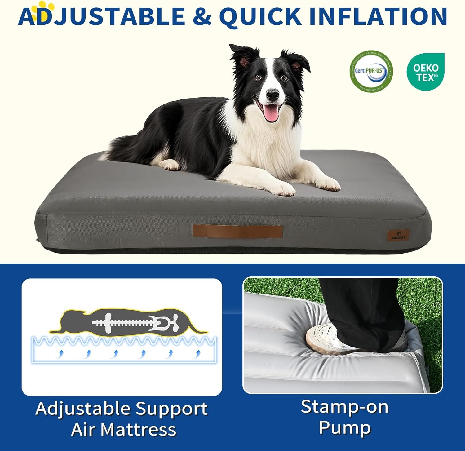 Inflatable Dog Bed Waterproof Portable Pet Mat Indoor Outdoor Travel