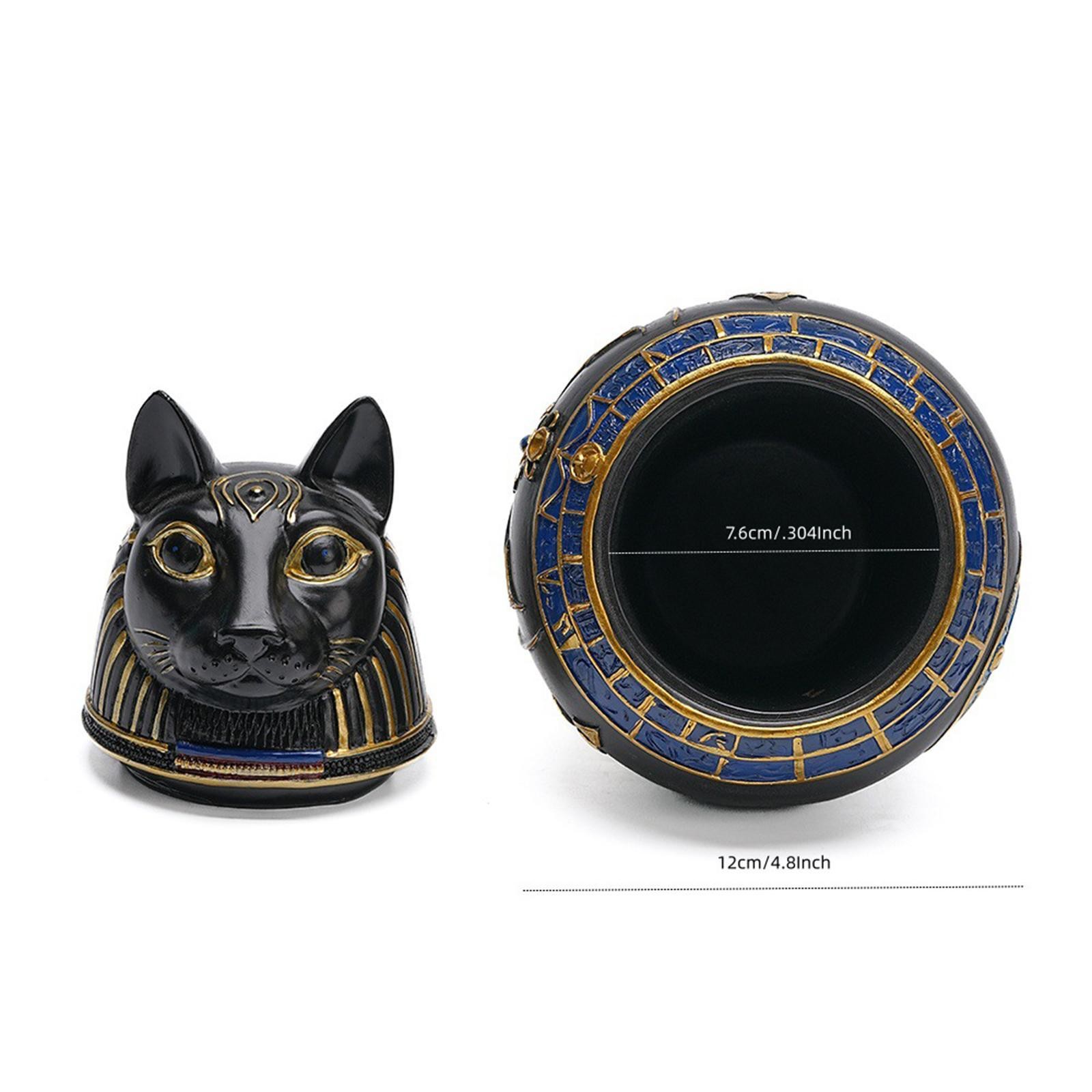 Pet Urn Canopic Jar Statue Bastet Cat Goddess for Small Animals Puppy Kitten