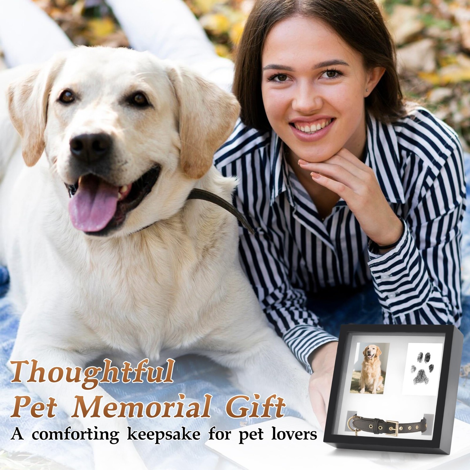 Dog Collar Memorial Frame, Paw Print Kit for Dogs, Memorial Gifts for Loss of…