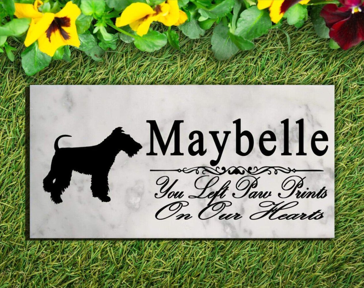 Fox Terrier Memorial Stone Personalized Garden Rock Grave Marker Outdoor or Indo