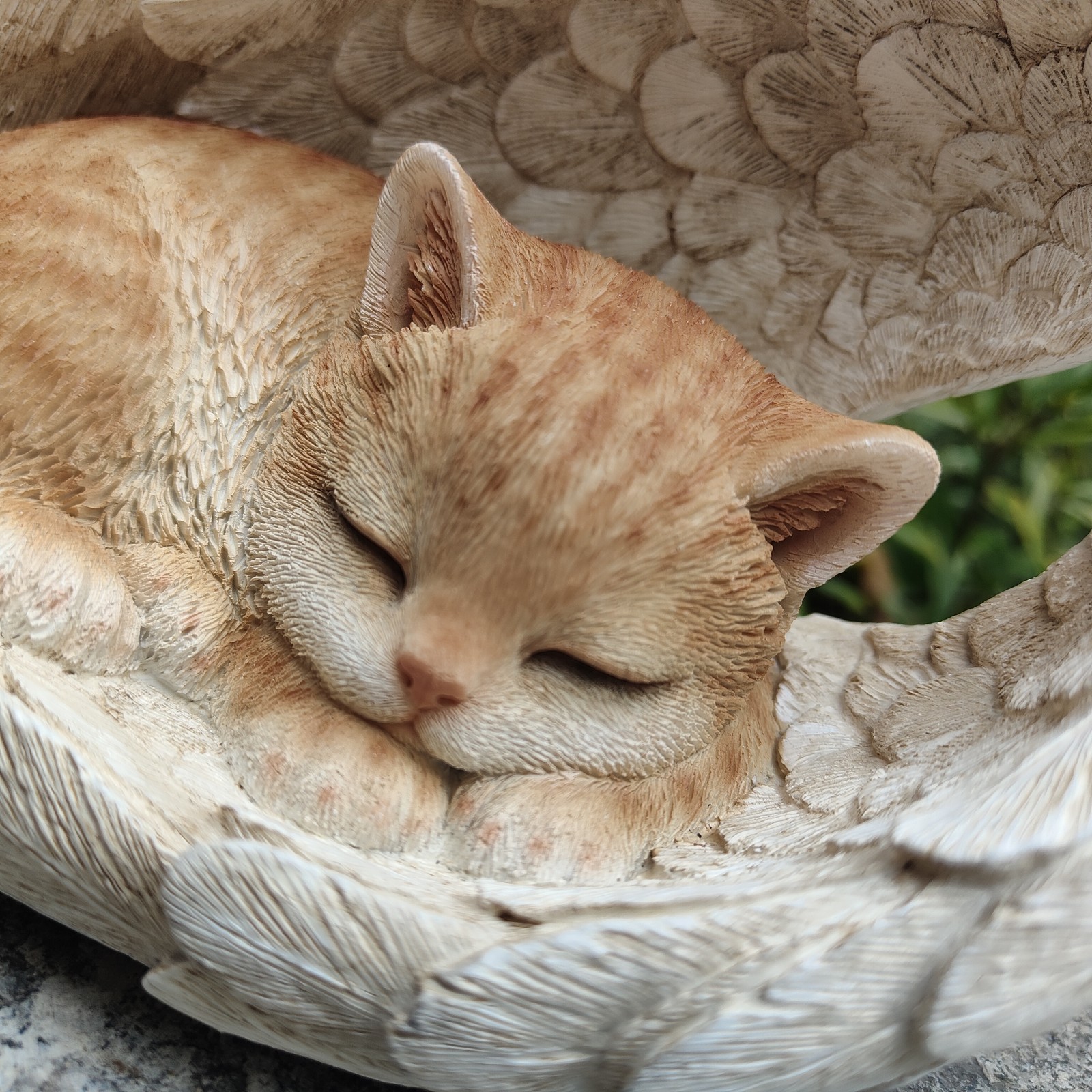 Angel Cat Garden Statue Orange Tabby Sleeping Pet Memorial Bereavement Gift