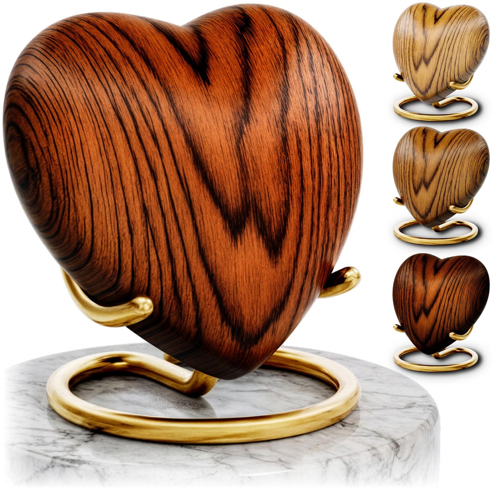 Small Urns for Ashes Keepsake Heart – Mini Wood Grain Cremation Urn for Male …