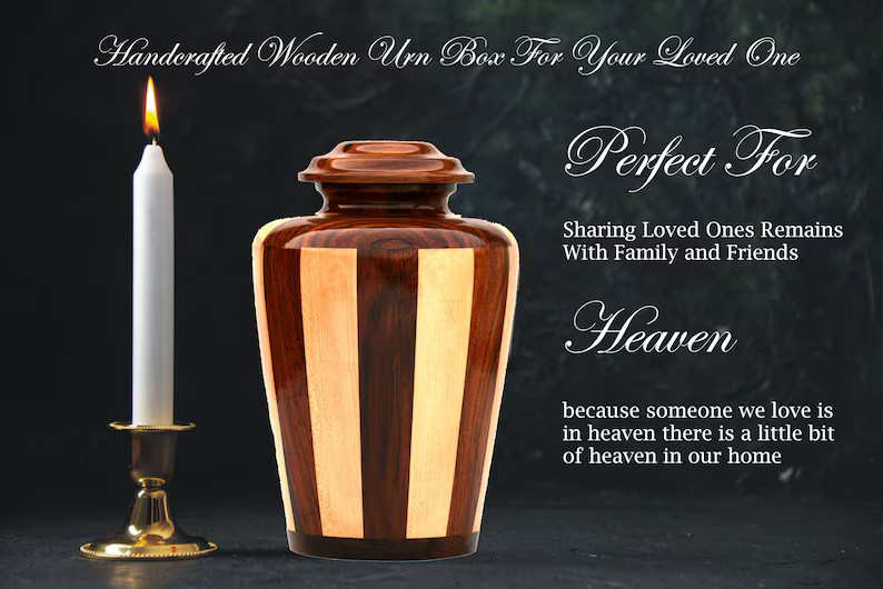 Wooden Urns for Human Ashes Adult Male Female – Cremation Urn Large Wood Urn Box