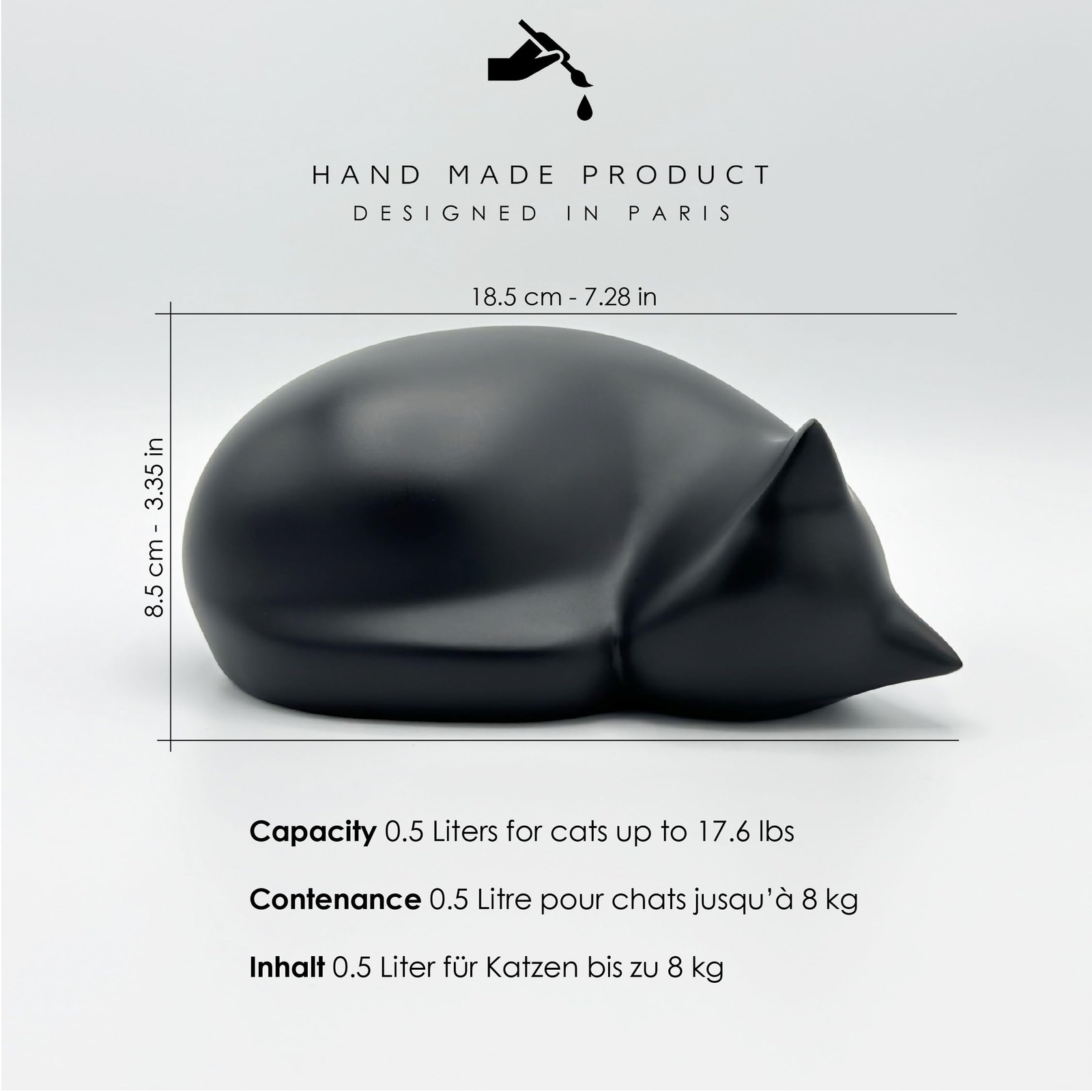 Sleeping cat Funeral urn, Black
