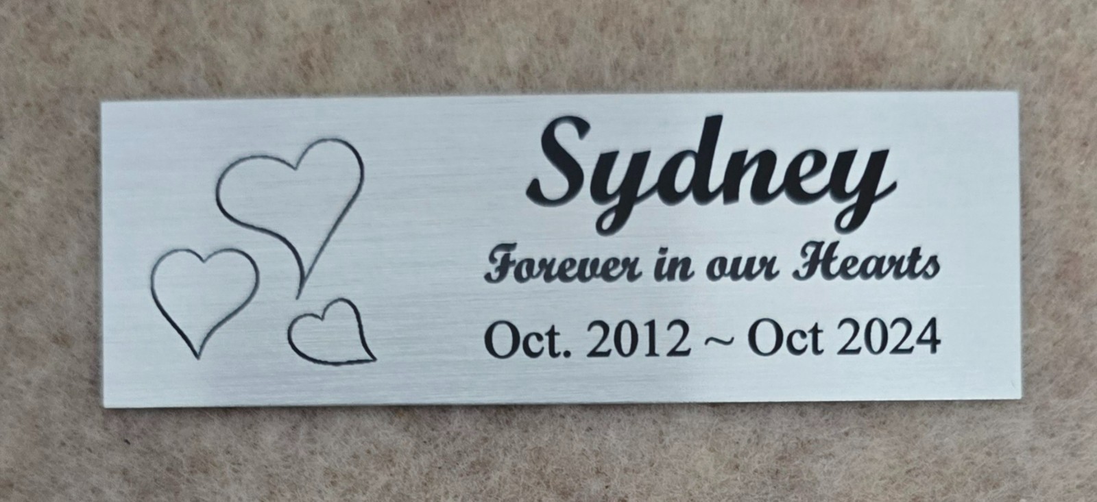 1×3 Custom Engraved Sublimated Pet Dog Memorial, Silver Color Plate Plaque