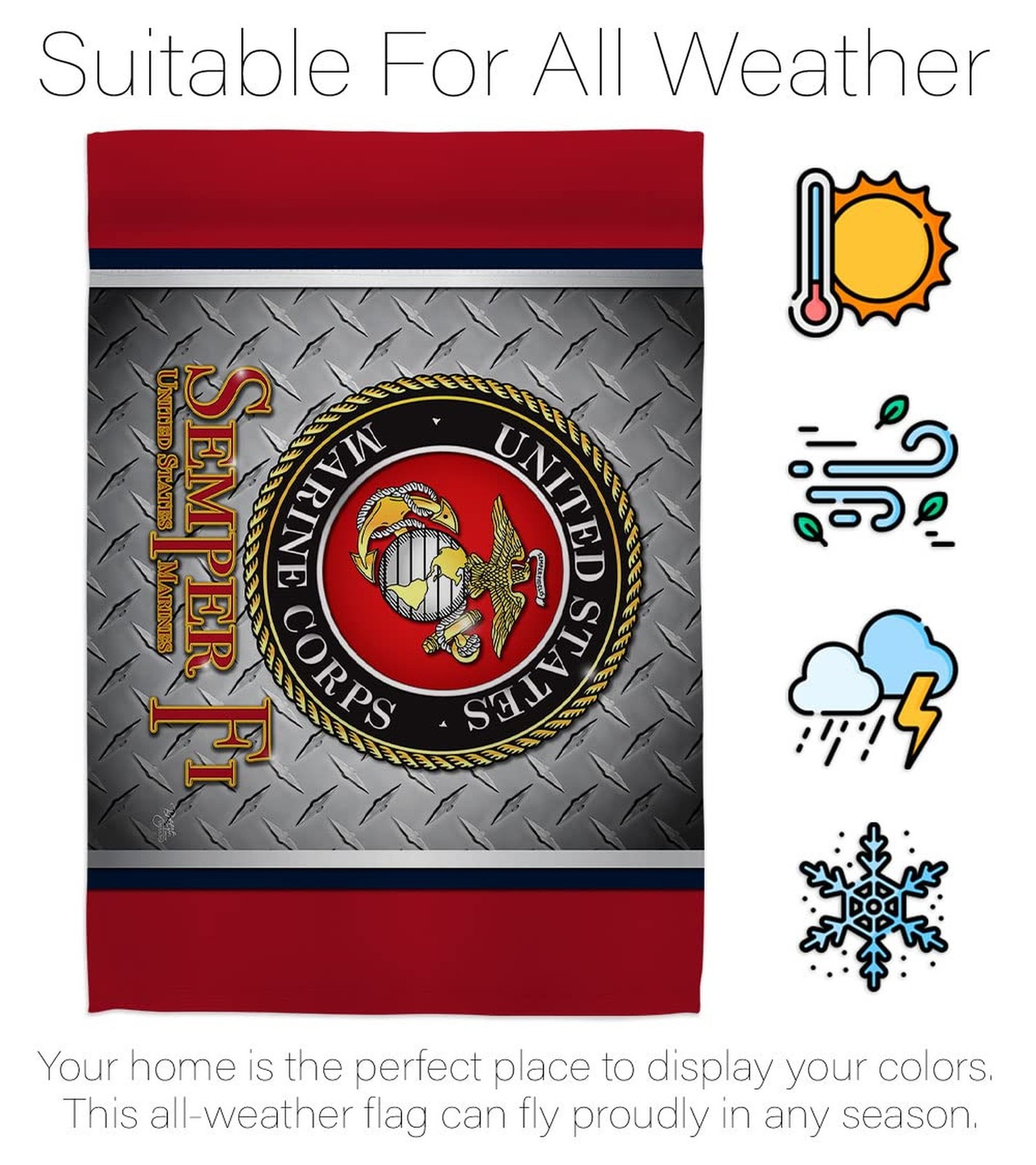 Semper Fi Memorial Day Gift Home Decor Banner Room Wall Patio Lawn Garden Fla…