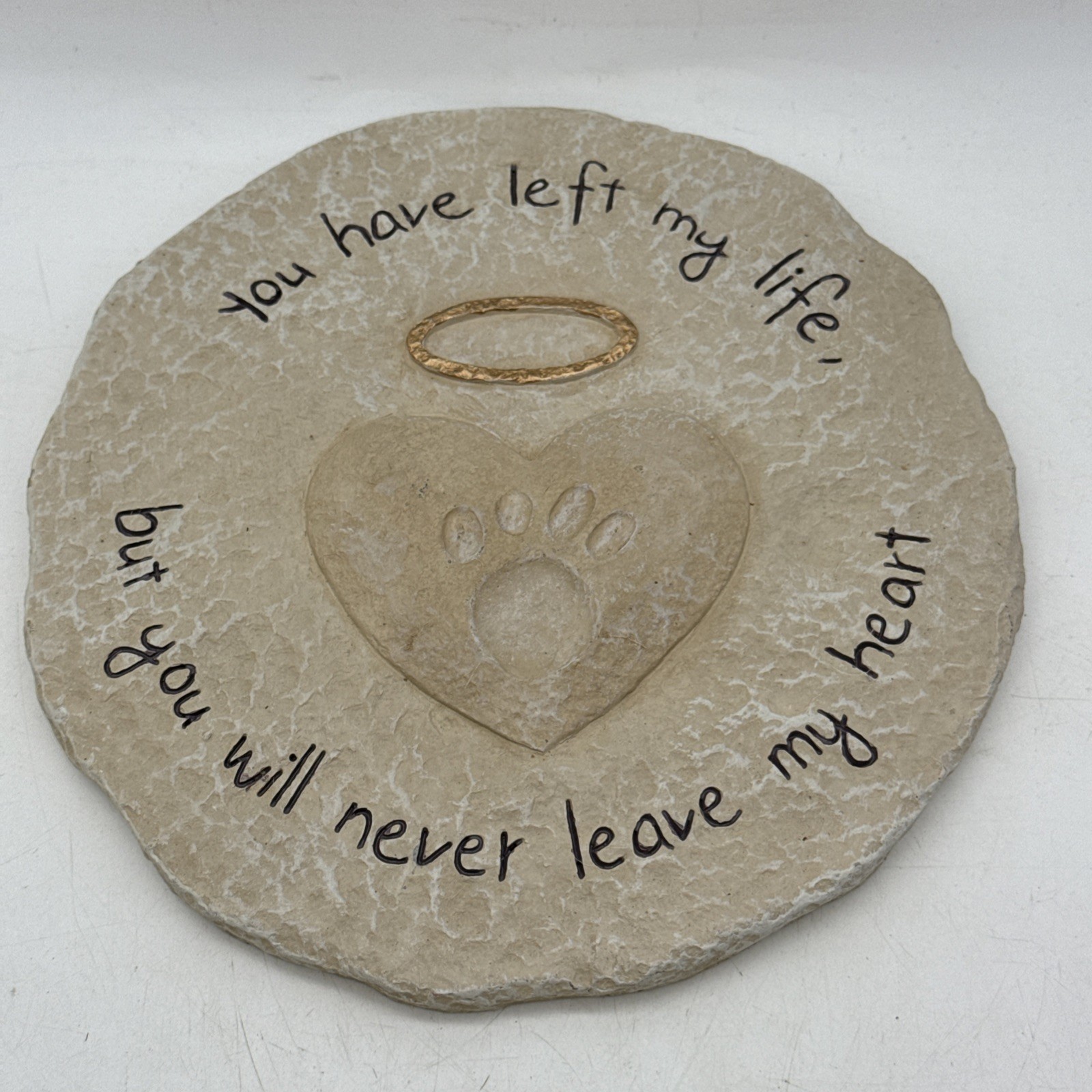 Pet Memorial Stone Indoor Outdoor Grave Marker Cat Dog Heart With Paw Engraved