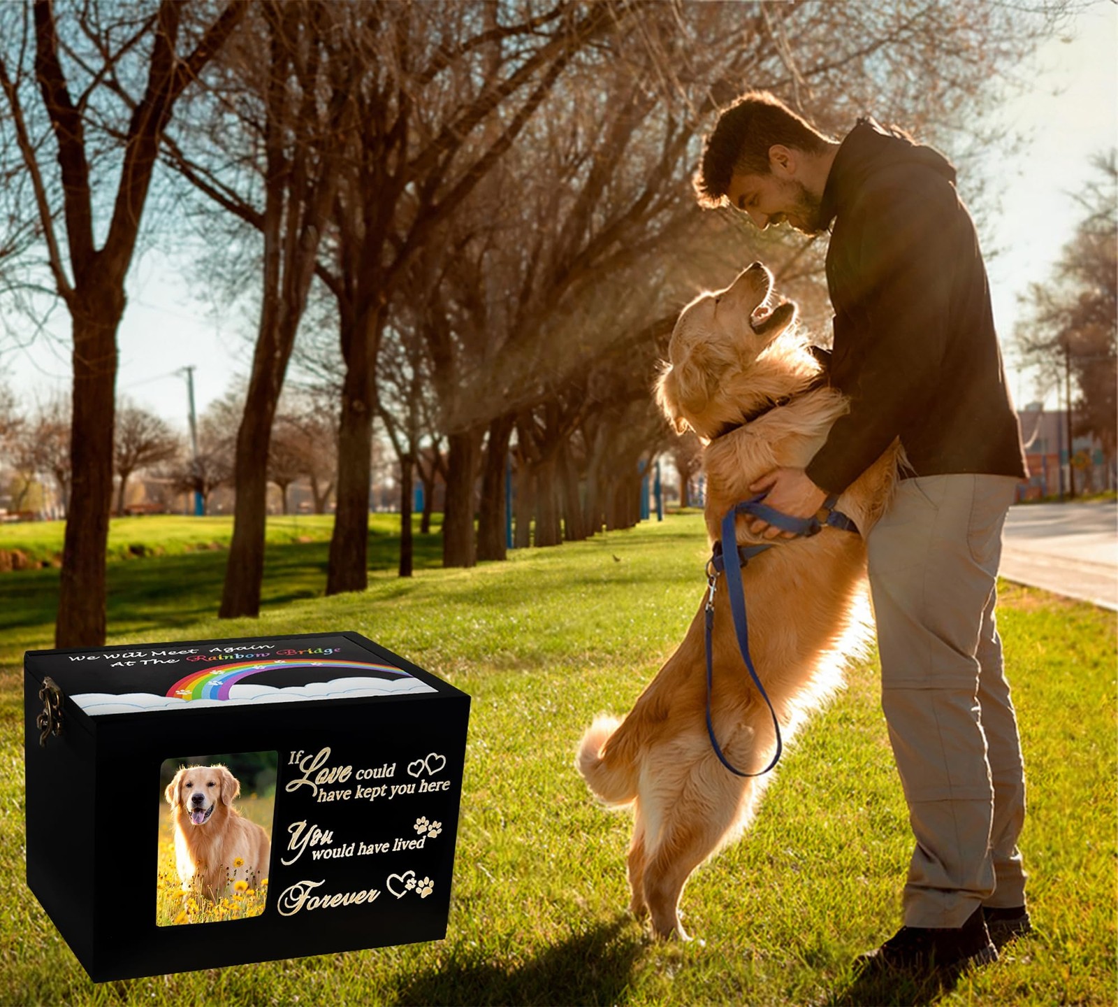 Sofunii Pet Urns for Dogs or Cats Ashes,Large Wooden Funeral Cremation Memori…