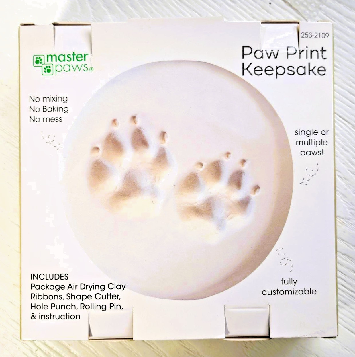 Paw Print Keepsake Kit -Master Paws-Pet Memorial MOLD No Baking-Mess Free 5-5.5″