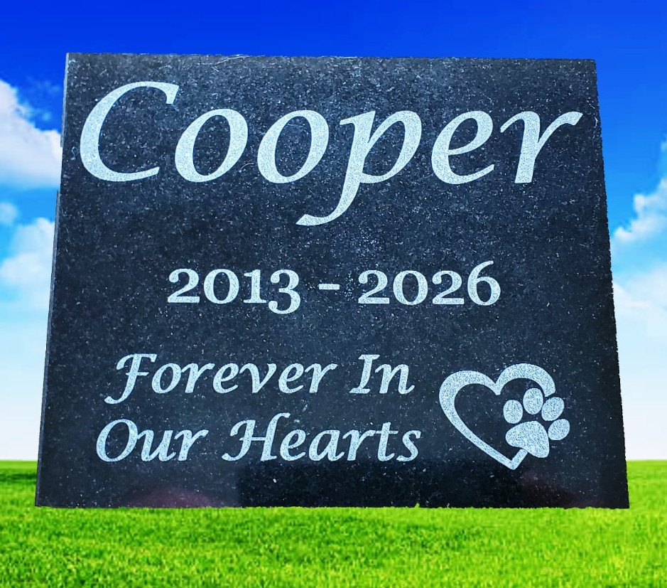 Granite Dog or Cat Pet Memorial Burial Grave Stone Garden Headstone Marker A3