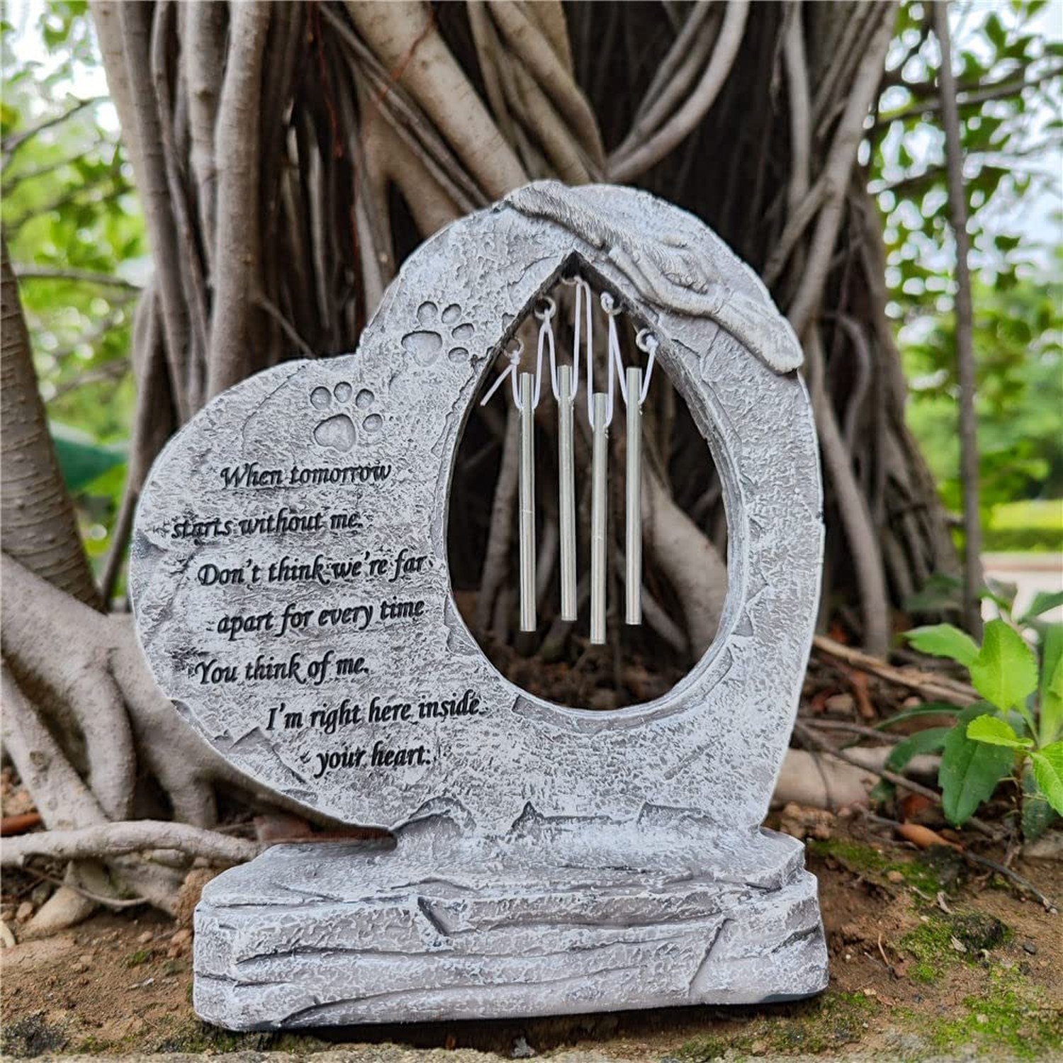 Pet Dog Memorial Stones Garden Stones with Wind Chimes, Sympathy Loss of Pet …