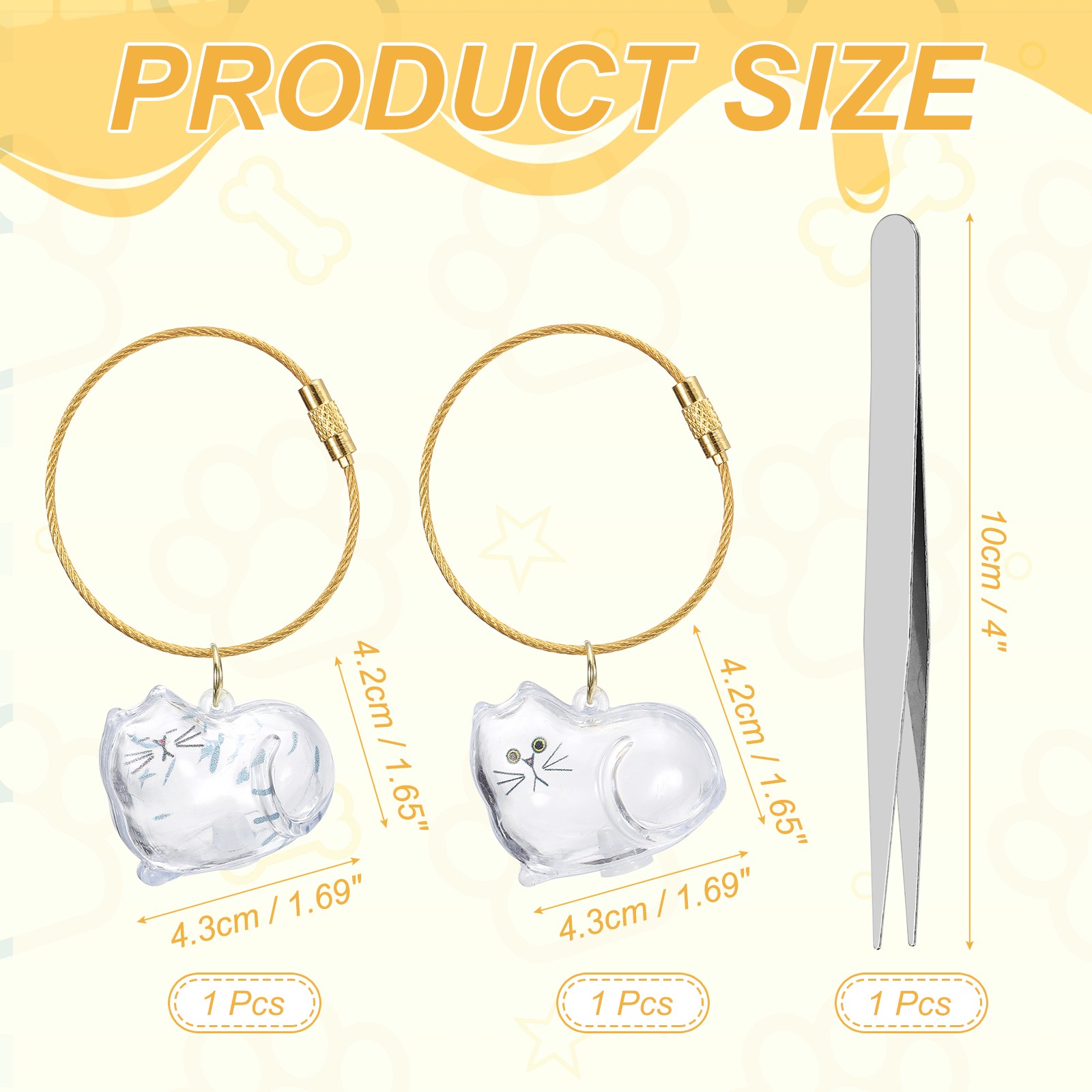 2Pcs Cat Hair Collector Keychain with Tweezers Style 6