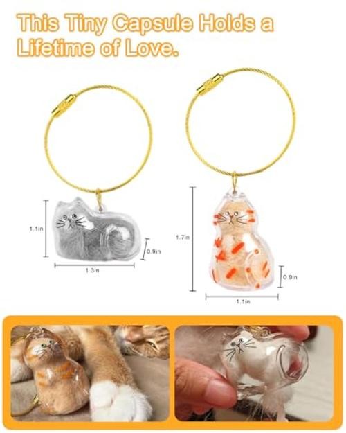 Cat Hair Holder Keychain | Hair Storage Bottle | Pet Fur Keepsake-Hold Fur &