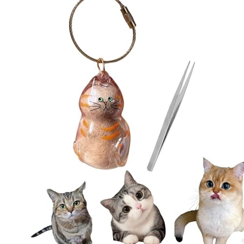 Kitten Style Cat Hair Keychain with Tweezer – Cute Cat Hair Keepsake