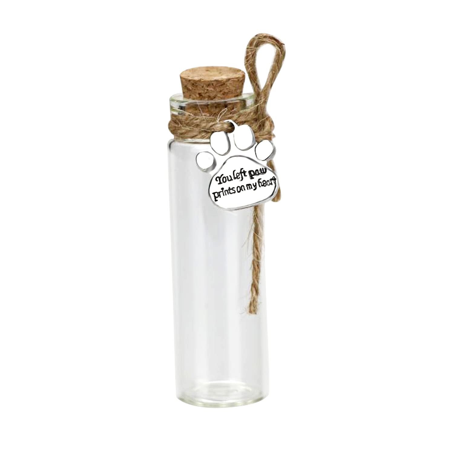 Pet Hair Memorial Bottle, Glass Vial for Ashes Or Hair Dog Or Cat Keepsake Gift