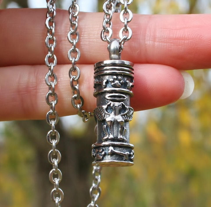 Dog Cremation Necklace Chain Jewelry Pendant Urn for Ash Small Vial Puppy Angel