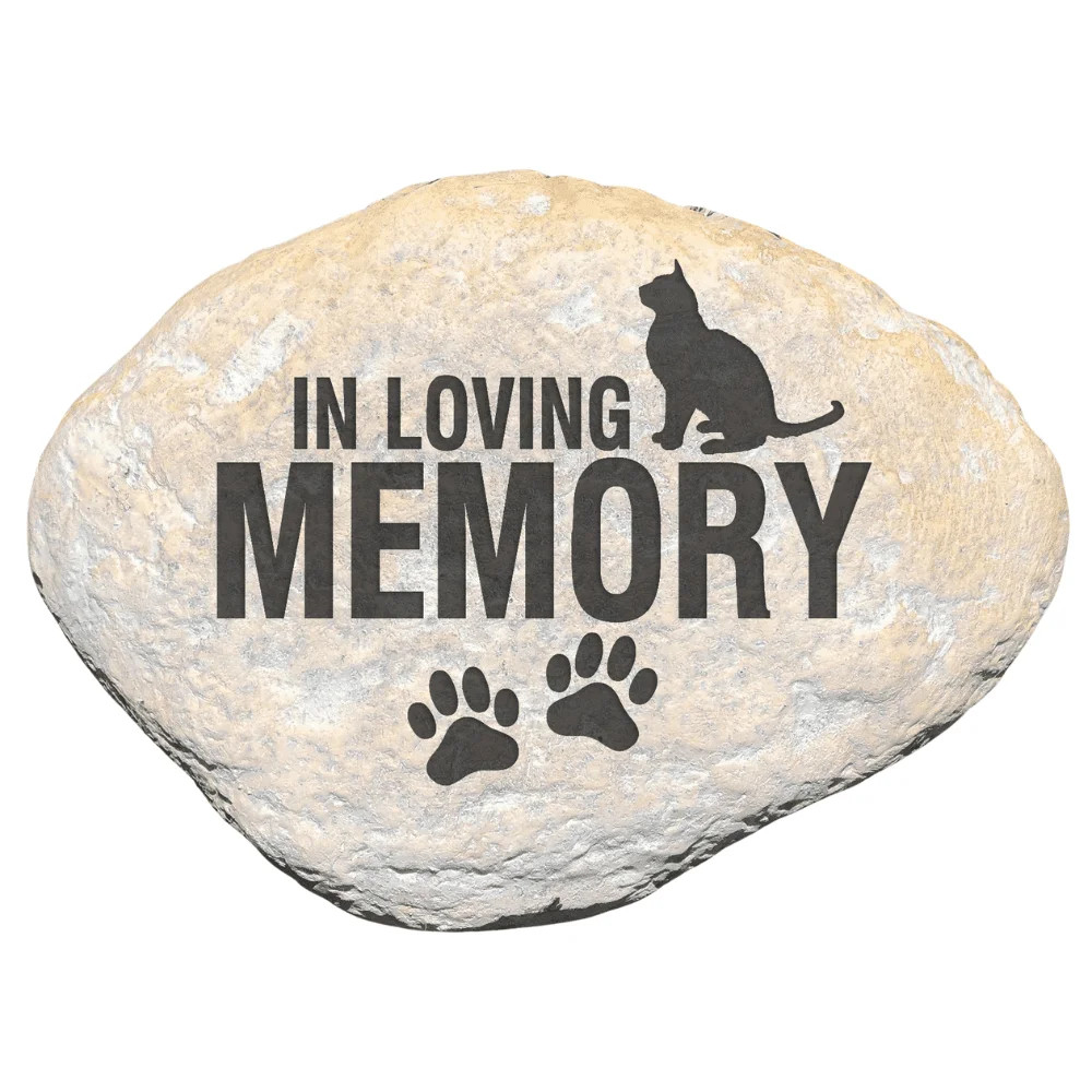 GiftsForYouNow Cat Memorial Stone Loving Memory Paw Prints 12×9 Faux Stone