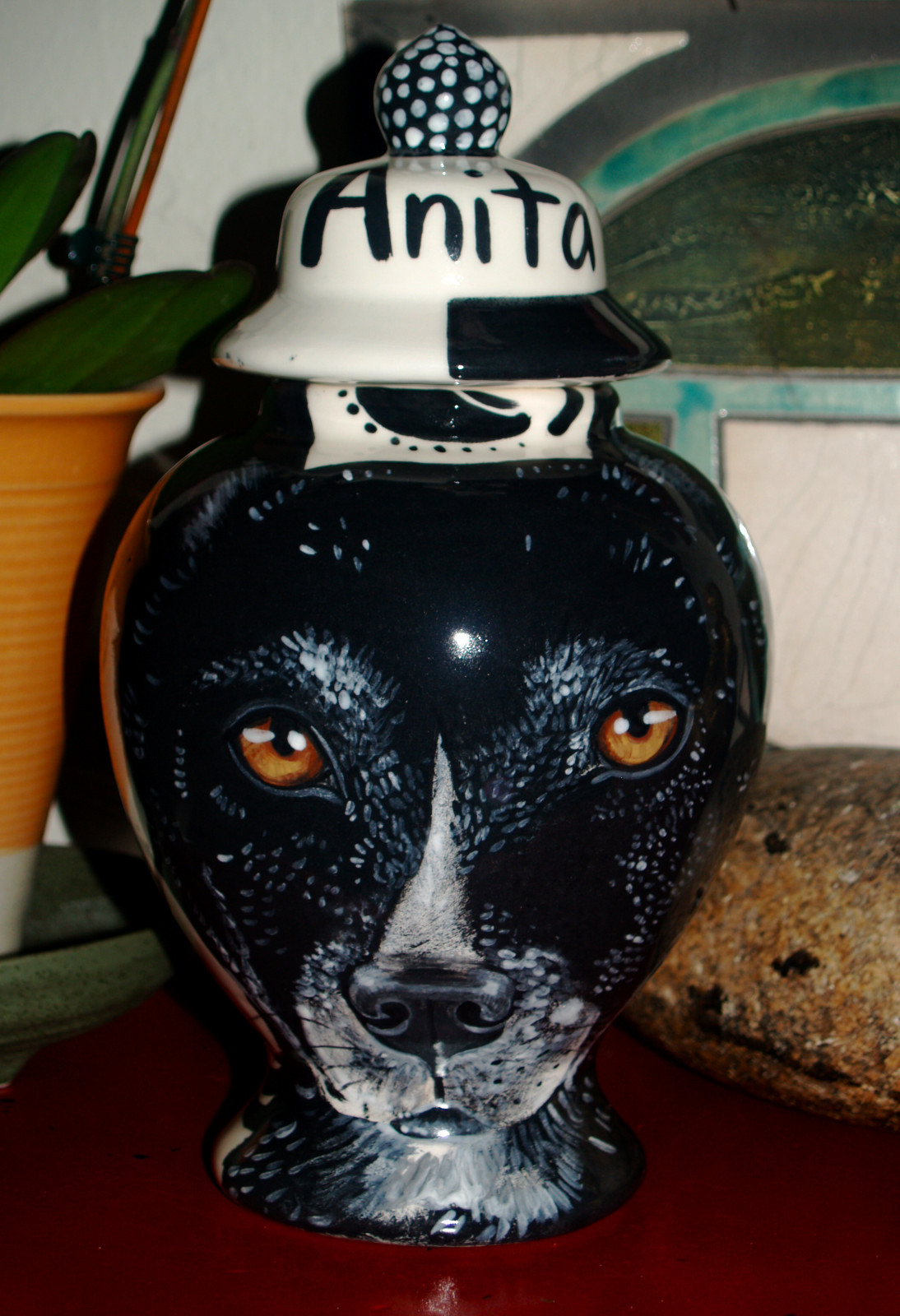 Custom Portrait MEMORIAL Pet URN DOG hound cremation ASH Hand Painted ALL Breeds