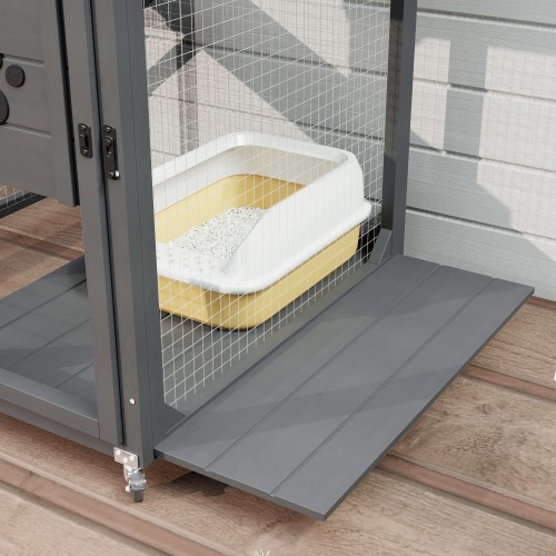 Catio Window Cat Enclosure, 4-Tier House w/ Wheels & Roof, Gray