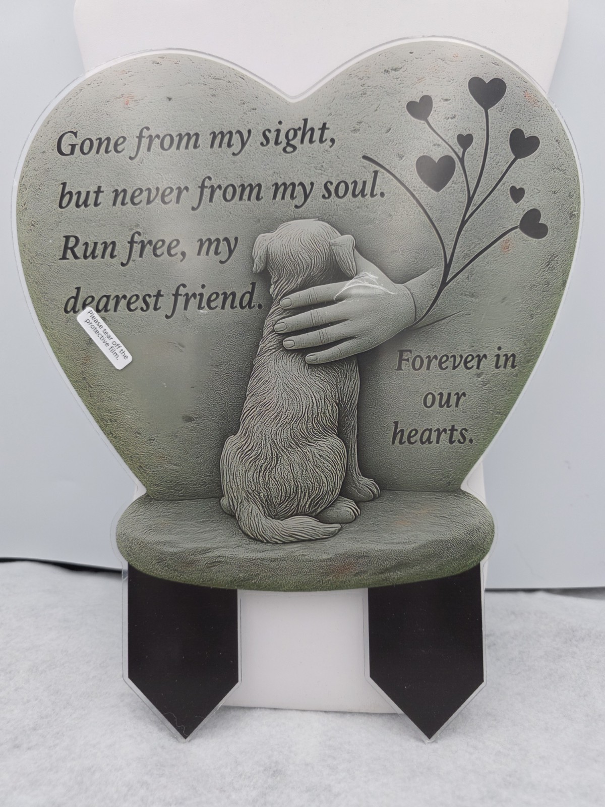 Heart-shaped PET MEMORIAL grave Marker “Forever In Our Hearts” 1 dimension 11″