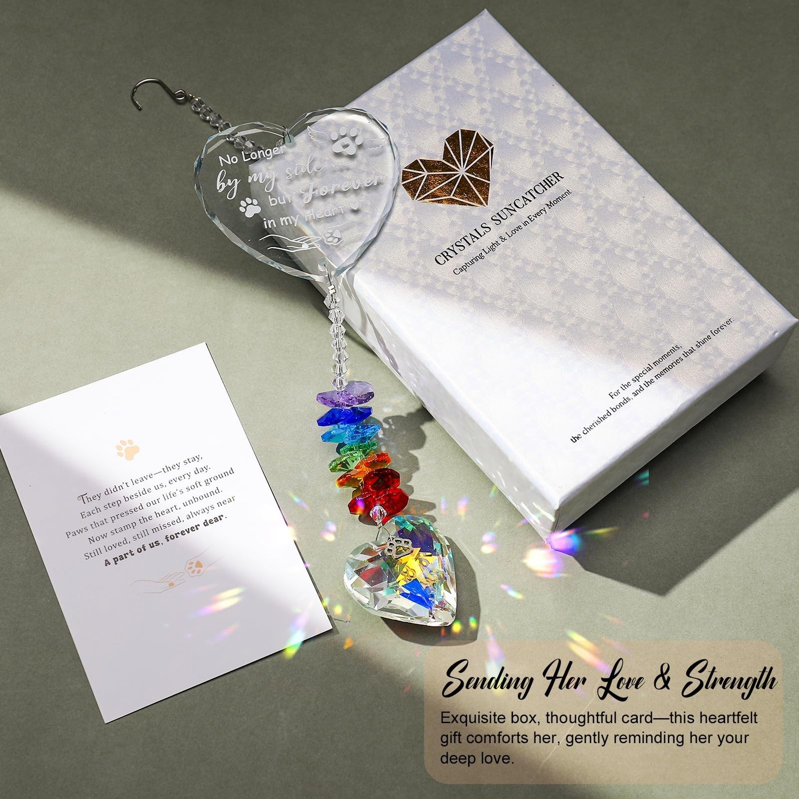 Dog Memorial Gifts for Loss of Dog,Crystal Suncatcher with Heart Prism and Pa…