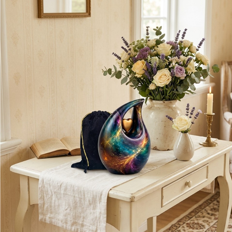 Galaxy Nebula Teardrop Cremation Urn Adult Human Ashes Urns for Your Love Ones