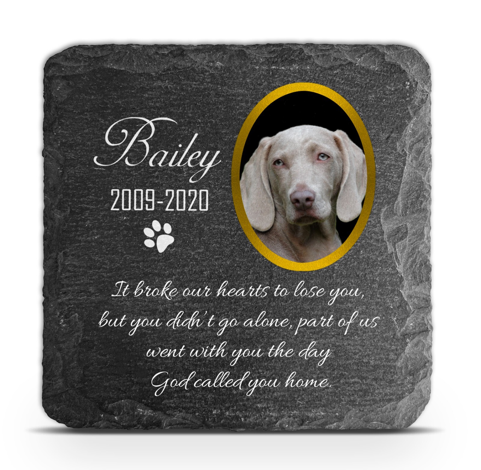 Personalised Pet Memorial Grave marker Keepsake Natural Slate Tombstone 10×10 Cm