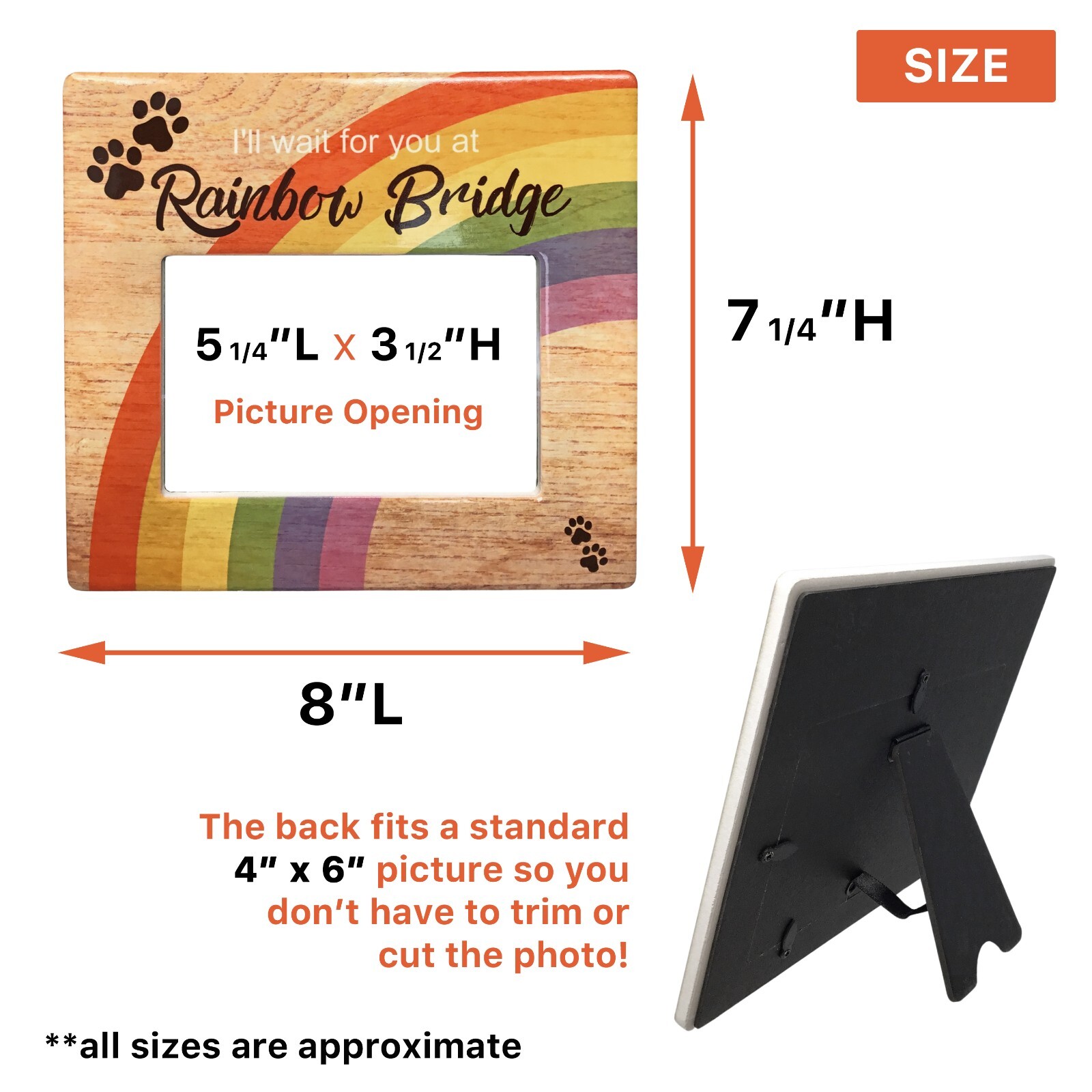 Pet Memorial Rainbow Bridge Frame I’ll Wait for You at Rainbow Bridge #2296