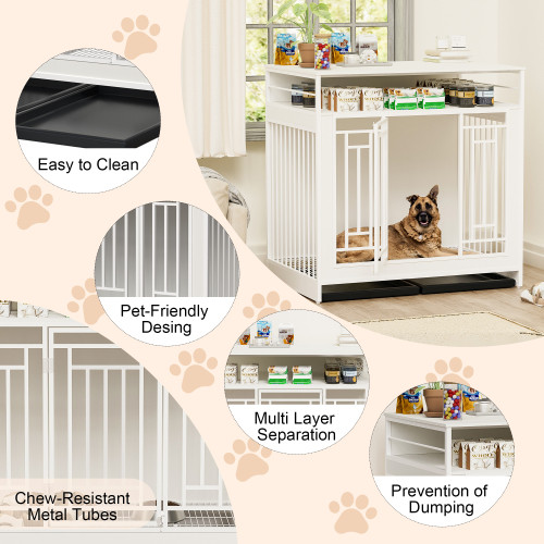 Large Dog Kennel With Top Storage 43.3 Inch Large Dog Kennel Furniture, Wooden