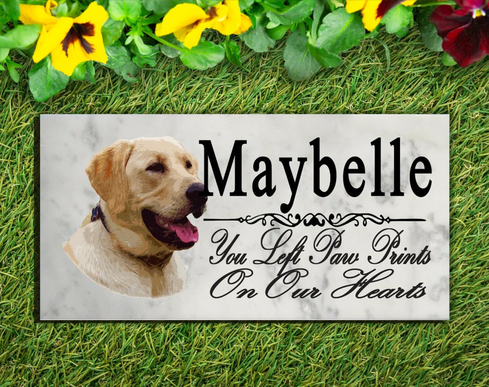 Customized Yellow Lab Memorial Stone Dog Grave Marker Pet Labrador Garden