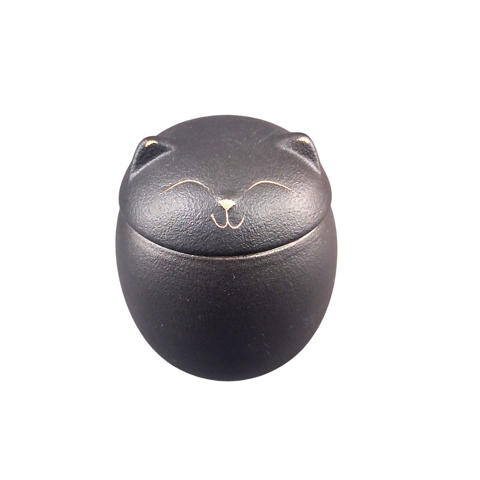 Cat Urn, Smiley-Cat Black Ceramic Pet Urn Commemorative Memorial Brand New!